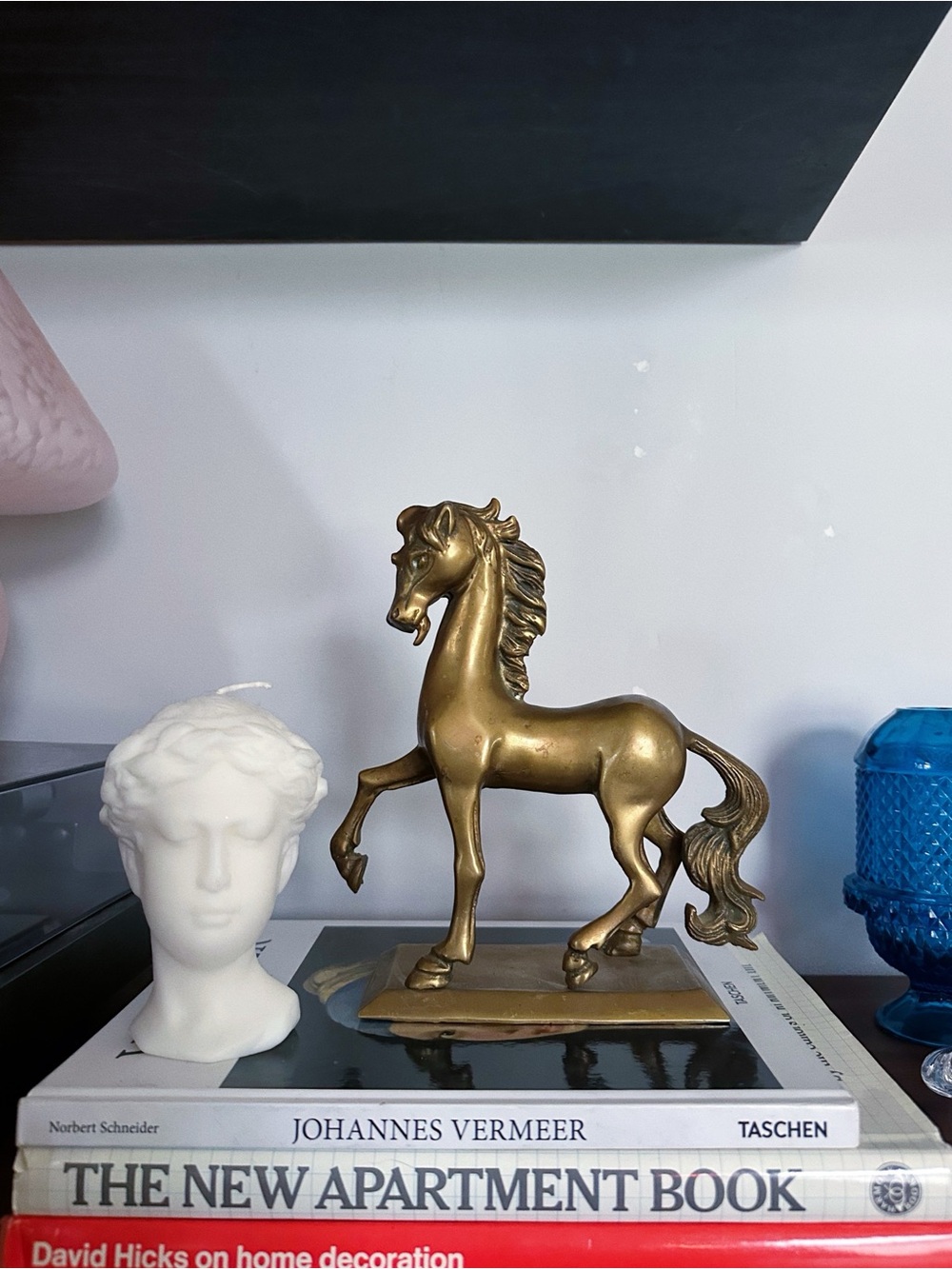 Heavy Brass Horse (Unicorn) Figurine Gold 1982 Enesco MCM Decor Mid Century
